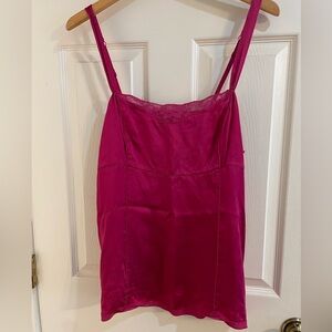 Silk White House Black Market Ribbon Strap Tank Top. Fuchsia color. Size Large.